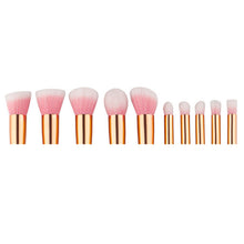 GUJHUI 10PCS Foundation Powder Makeup brushes professional Eyebrow Eyeliner Blush Cosmetic Concealer Make up brush Gold