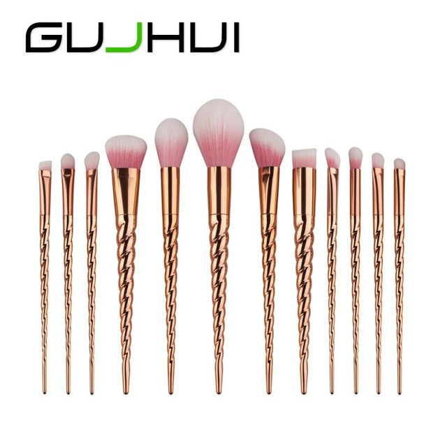 GUJHUI 12PCS Make Up Foundation Eyebrow Eyeliner Blush Cosmetic Concealer Brushes trousse maquillage Anne