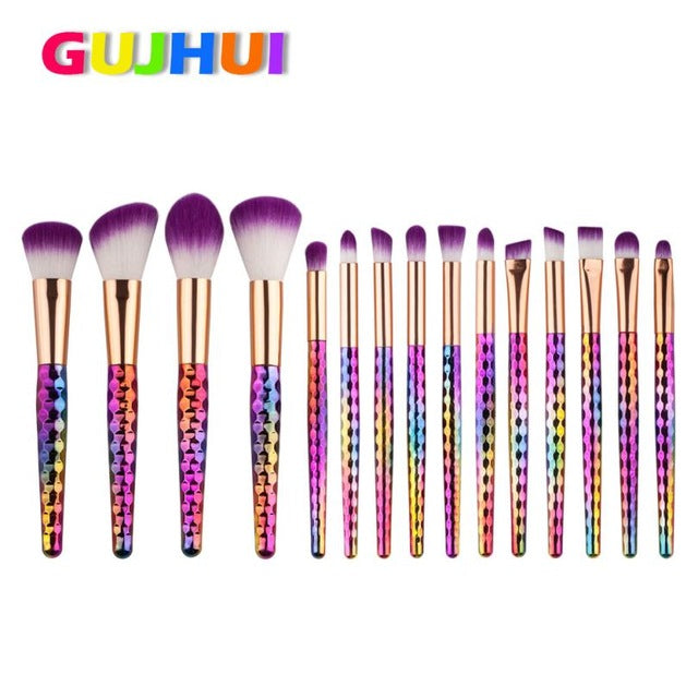 GUJHUI 15PCS Make Up Foundation Eyebrow Eyeliner Blush Cosmetic Concealer Brushes Used with Powder make up brushes 2017