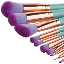 GUJHUI 2017 10PCS Cosmetic brush for powder Foundation Eyebrow Eyeliner Blusher Concealer Makeup brushes professional Green