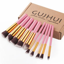 GUJHUI 2017 10PCS Soft Face Cosmetic Makeup brushes set Concealer Foundation Powder Eyeshadow brush Pink Pinceis de maquiagem