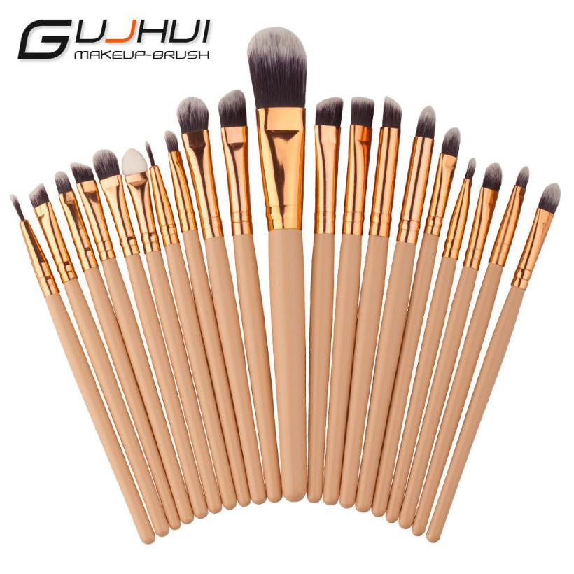 GUJHUI 2017 20PCS Makeup brushes Beauty Concealer Foundation Eyebrow Eyeliner Blush Cosmetic brush Pinceaux maquillage Gold