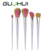 GUJHUI 5PCS Make Up Foundation Eyebrow Eyeliner Blush Cosmetic Concealer Brushes Nylon Hair Plastic Used with Powder Anne