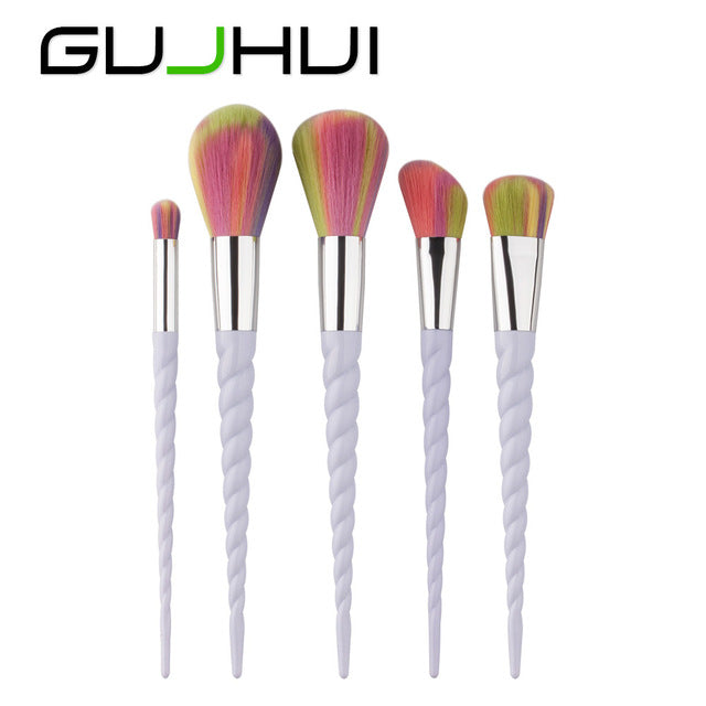 GUJHUI 5PCS Make Up Foundation Eyebrow Eyeliner Blush Cosmetic Concealer Brushes Nylon Hair Plastic Used with Powder Anne