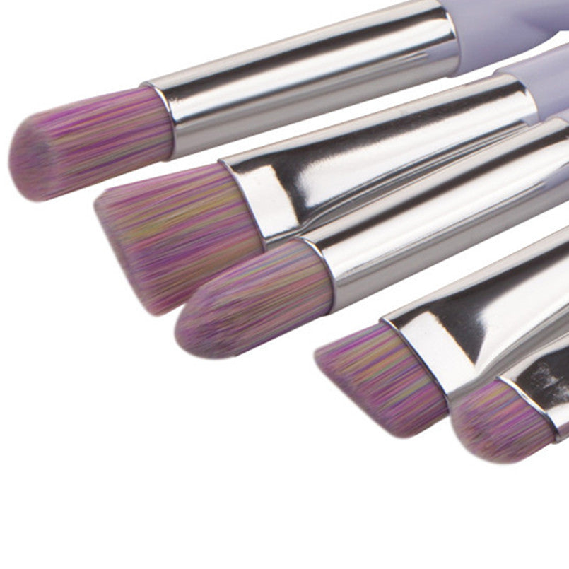 GUJHUI 6PCS Colorful Cosmetic Eyebrow Eyeshadow brush Foundation Powder Makeup brushes set Maquiagem tools White