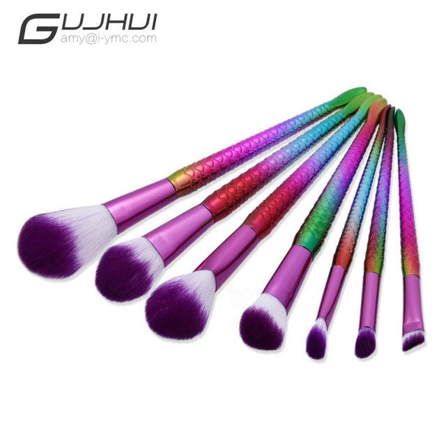 GUJHUI 7PCS Make Up Foundation Eyebrow Eyeliner Blush Cosmetic Concealer Brushes pincel maquiagem naked 2017 Anne