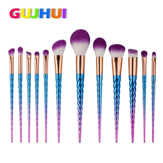 GUJHUI Multicolor 20*12*2 cm 12PCS Make Up Foundation Eyebrow Eyeliner Blush Cosmetic Concealer Brushes makeup set Anne
