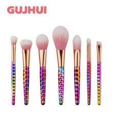 GUJHUI Plating,Plastic Handle material 7PCS Make Up Foundation Eyebrow Eyeliner Blush Cosmetic Concealer Brushes Anne