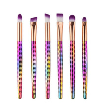 GUJHUI Plating plastic ,aluminium tube Nylon hair Material 6Pcs Colorful Cosmetic Eyebrow Eyeshadow Brush Makeup Brush Sets Kit