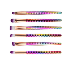 GUJHUI Plating plastic ,aluminium tube Nylon hair Material 6Pcs Colorful Cosmetic Eyebrow Eyeshadow Brush Makeup Brush Sets Kit