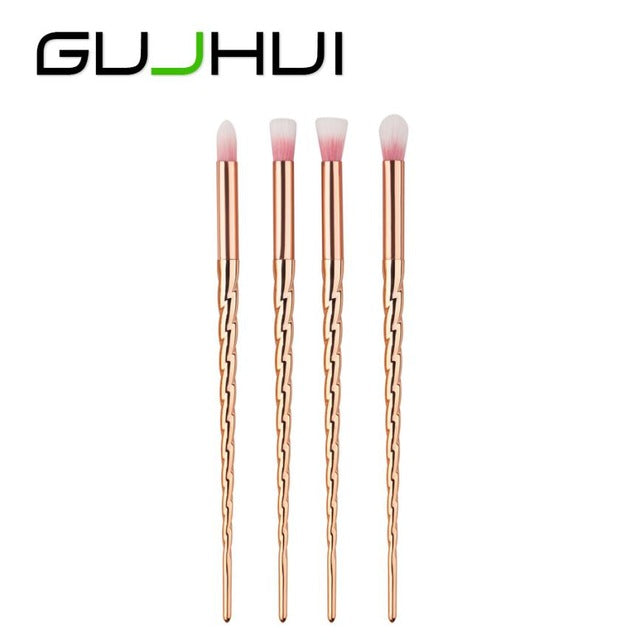 GUJHUI RoseGold Color Women 4PCS Make Up Foundation Eyebrow Eyeliner Blush Cosmetic Concealer Brushes Anne