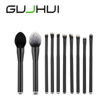 GUJHUI Wood Handle material 10PCS Make Up Foundation Eyebrow Eyeliner Blush Cosmetic Concealer Brushes Anne