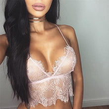 Good Quality Women Sheer Lace Triangle Cropped Tops Black Withe Backless Strap Slim Bralette Camis Sexy Crop Tops Women #1207