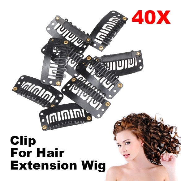 Hair Extension 32mm 40 Pcs Clip Middle Black Weft Snap Clip Tools For Hair black