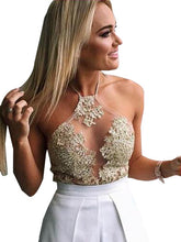 Halter Backless Floral Pattern See Through Mesh Sexy Club Vest Bralette Top Bralet Gauze Beach Crop Top Elegant Sexy Camis Tank