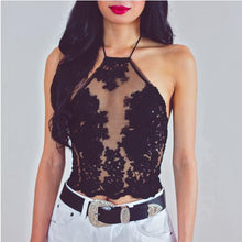 Halter Backless Floral Pattern See Through Mesh Sexy Club Vest Bralette Top Bralet Gauze Beach Crop Top Elegant Sexy Camis Tank