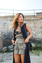Halter Deep V Neck Bow Knot Pocket Short Ladies Cargo Romper Jumpsuit Backless Sexy Club Casual Summer Bodysuit Army Green