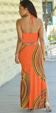 Halter Open Back Hollow Out Spaghetii Strap Orange Pattern Long Maxi Beach Beach Women Women High Quality Dress 2016 New Style