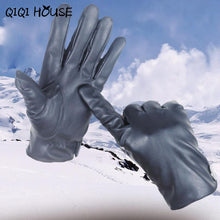 Hand Warmer Men's Smooth Leather Cashmere Gloves Winter Super Warm Driving Hand Protecter Luva Motociclista#B817