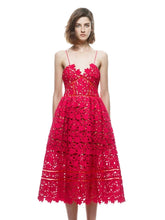 Handmade Crochet Floral Pattern Hollow Out V Neck Spaghetti Strap Women Sexy Sundress See Through Runway New Sweet Dress