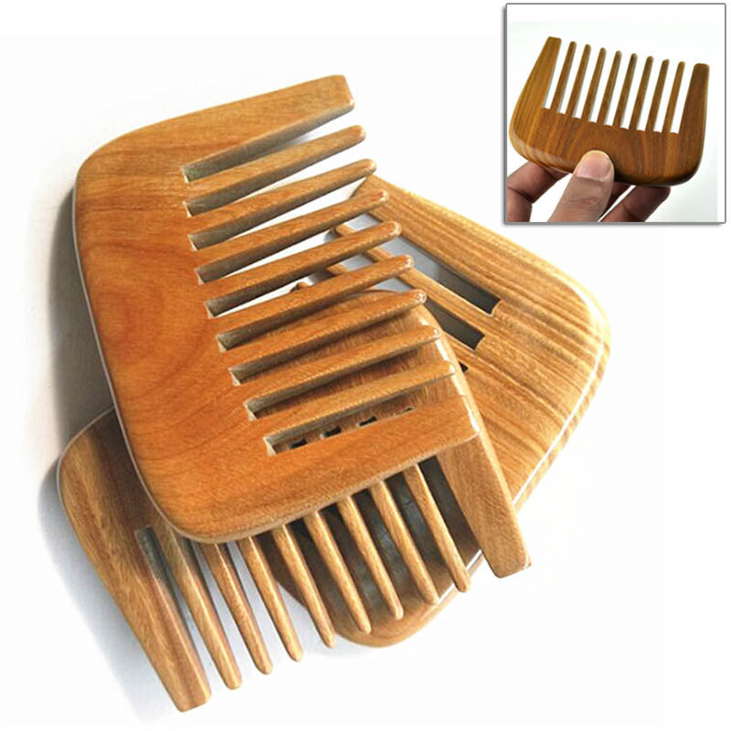 Handmade Wide Toothed Green Sandalwood Pocket Hair Comb Health Care Anti Static