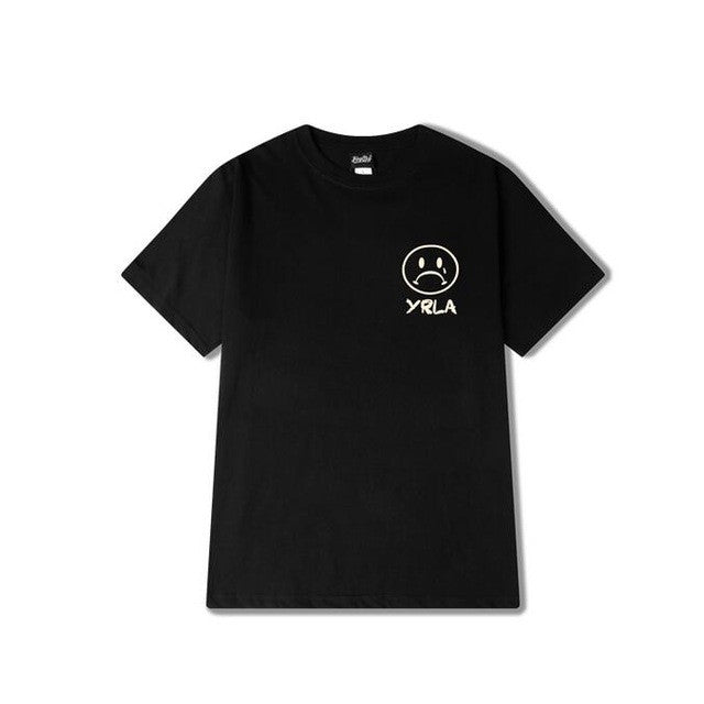 Harajuku Loose Couple T-shirt 2017 Black Short Sleeve Summer Tee Funny Smiling Face Printing Tshirts Casual Punk Top Tee 33039