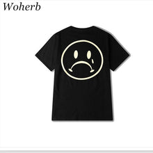 Harajuku Loose Couple T-shirt 2017 Black Short Sleeve Summer Tee Funny Smiling Face Printing Tshirts Casual Punk Top Tee 33039