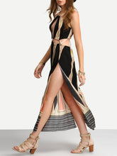 High Double Side Slit Front Hollow Sleeveless Spaghetti Strap Boho Sexy Beach Long Maxi Dress Clothing Print Women Bohemian