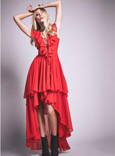 High Low Ruched Front Lace Up Deep V Neck Sexy High Low Chiffon Maxi Dress Ruffles Prom Party Dress Ruffles Summer Homecoming