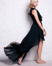 High Low Ruched Front Lace Up Deep V Neck Sexy High Low Chiffon Maxi Dress Ruffles Prom Party Dress Ruffles Summer Homecoming