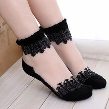 High Quality Ultrathin Transparent Beautiful Crystal Lace Elastic Short Women Calcetines Socks For Womens Meias #1536