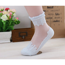 High Quality Ultrathin Transparent Beautiful Crystal Lace Elastic Short Women Calcetines Socks For Womens Meias #1536