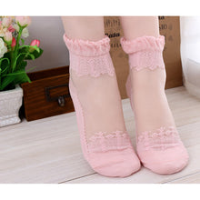 High Quality Ultrathin Transparent Beautiful Crystal Lace Elastic Short Women Calcetines Socks For Womens Meias #1536