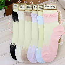 High Quality Ultrathin Transparent Beautiful Crystal Lace Elastic Short Women Calcetines Socks For Womens Meias #1536