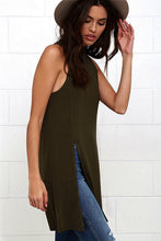 High Side Slit Sleeveless Long Shirts Women Loose Polyester Cotton Pink Blouse Side Split Top Fashion Casual Shirt