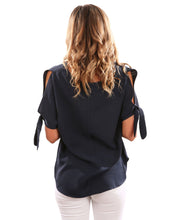 Hollow out Blue Shirt Cold Shoulder Tied Short Sleeves Blouse Fashion Women Summer Blouses 2017