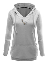 Hooded Pullover Solid Botton Pockets Full Sleeve Red Sweater Women 2016 New Fashion Skinny Red Autumn Women Casual Fall Sweaters