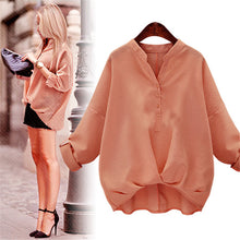Hot Sale 2017 Fashion New Summer Full Sleeve Chiffon Blouse Women Plus Size Tops V-Neck Shirt Solid color Button Blusas 72493