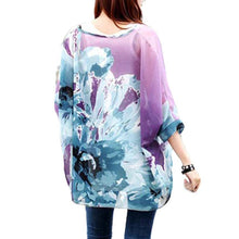 Hot Sale Blouses Women 2017 Summer Style Flowers Prints Batwing Dolman Sleeve Chiffon Boho Loose Blouse Tops Women Shirts #82