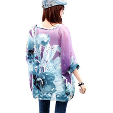 Hot Sale Blouses Women 2017 Summer Style Flowers Prints Batwing Dolman Sleeve Chiffon Boho Loose Blouse Tops Women Shirts #82