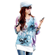Hot Sale Blouses Women 2017 Summer Style Flowers Prints Batwing Dolman Sleeve Chiffon Boho Loose Blouse Tops Women Shirts #82