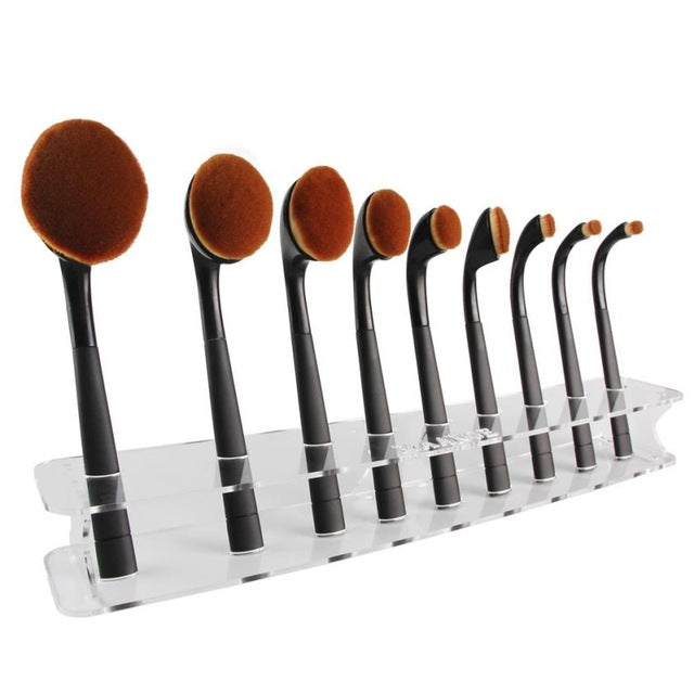 Hot Sale Plastic+Plating Nylon hair 9Pcs Makeup ToothBrush Cosmetic Foundation Powder Brushes Anne