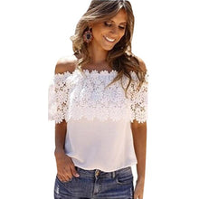 Hot style! The tee shirt femme American new crochet collar stitching white bud silk chiffon lace Blouse #3546