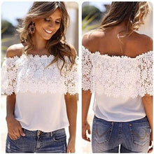 Hot style! The tee shirt femme American new crochet collar stitching white bud silk chiffon lace Blouse #3546
