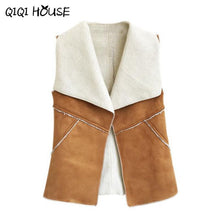 Jaket Women Fashion Autumn Solid Sleeveless Ladies Jackets Chaqueta Chamois Fur Stitching Lamb Camperas De Mujer#D825
