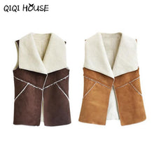 Jaket Women Fashion Autumn Solid Sleeveless Ladies Jackets Chaqueta Chamois Fur Stitching Lamb Camperas De Mujer#D825