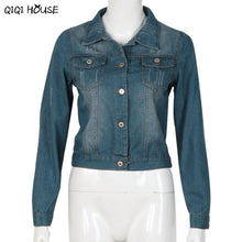 Jeans Jacket Plus Size 4XL Long Sleeve Buckle Denim Bomber Jacket Women Autumn Coats Casual Veste En Jean#C907