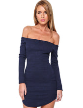 Kint Mini Hip Package Blue Zipper Dresses Slash Neck Full Sleeve Solid Dress 2016 Women Summer Fashion Dress Autumn Fall