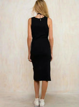 Knee Length Dress Solid V-Neck Empire Sashes Casual Black Dresses Summer Fashion Sexy 2017 New Style Double Side Slit Dress