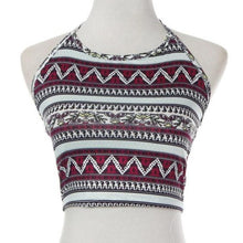 Knit Crop Top Summer Women Halter Bralette Shirt Blouse Boho Tank Tops Retro Printing Chalecos Mujer #B805